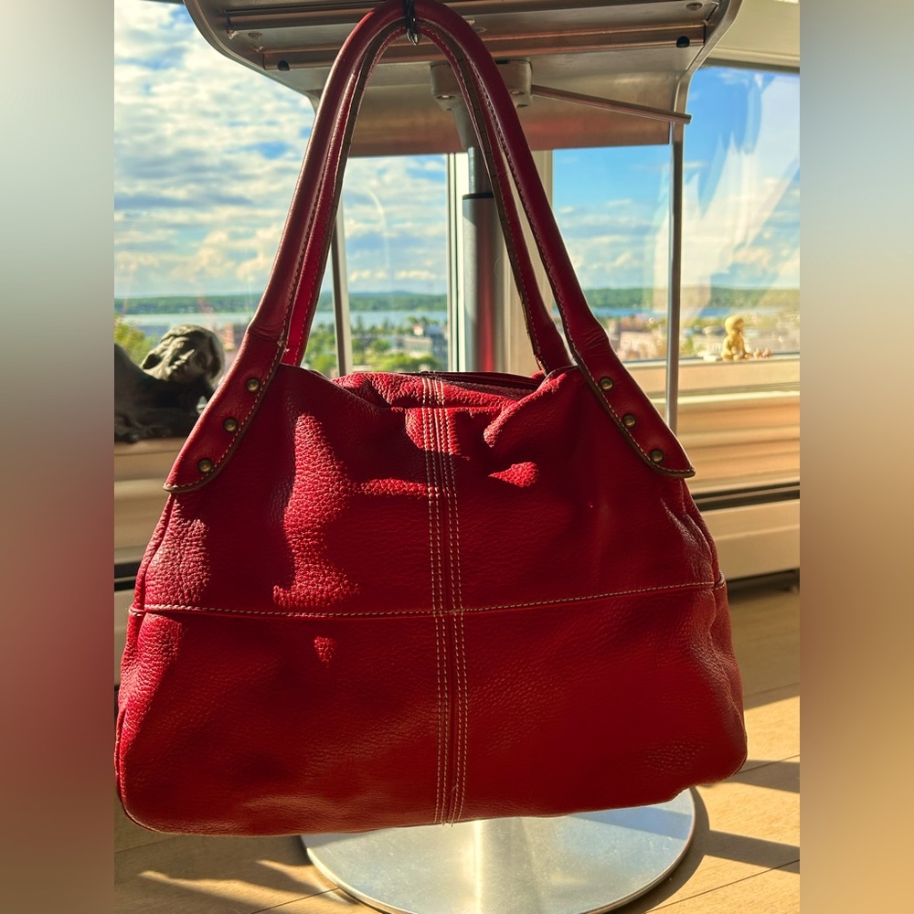 Beautiful red pebbled leather purse